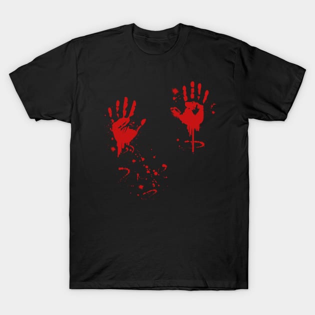 Halloween bloody hands blood splatter gift idea T-Shirt by BurunduXX-Factory